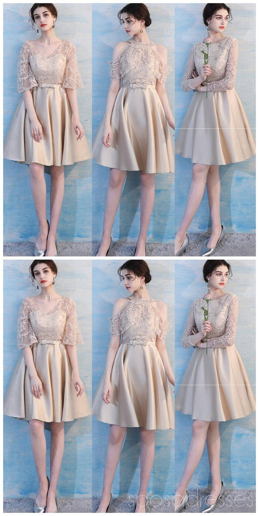 Lace Mismatched Short Cheap Custom Bridesmaid Dresses Online, WG500