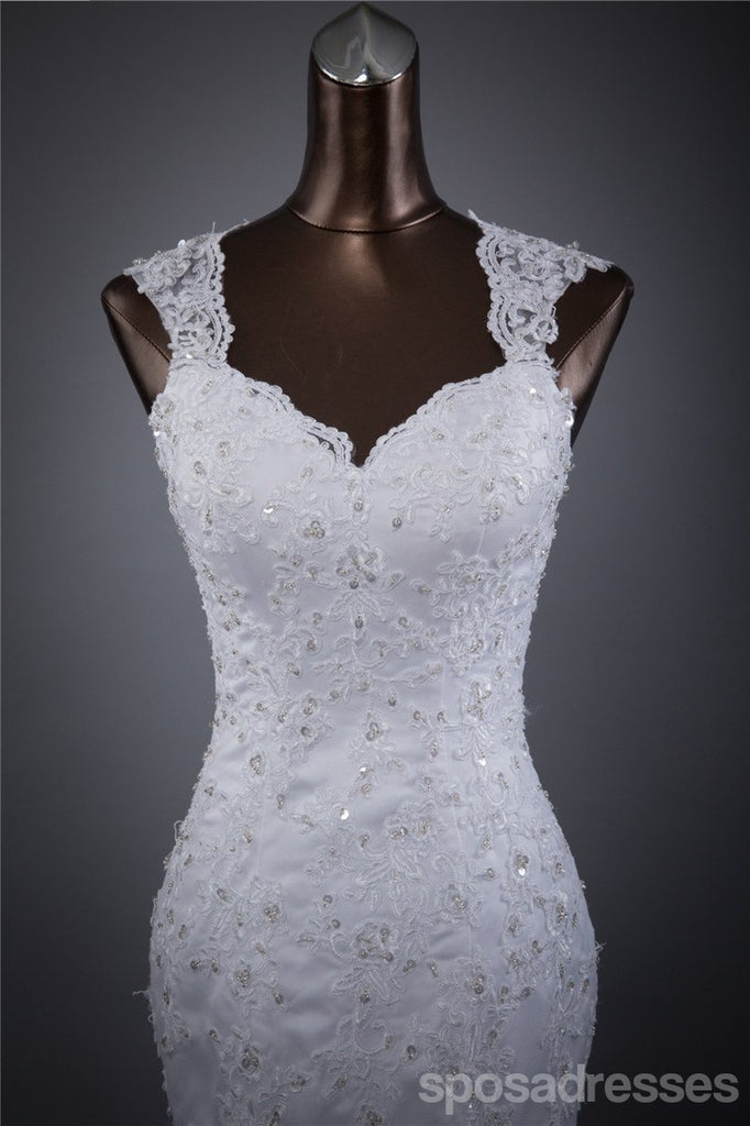 Cap Sleeve Lace Mermaid Wedding Bridal Dresses, Custom Made Wedding Dresses, Affordable Wedding Bridal Gowns, WD248