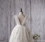 Ivory Cute Lace Tulle Flower Girl Dresses, V-back Cap Sleeve Little Girl Dresses, FG054