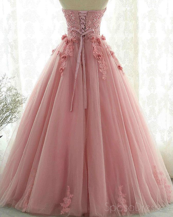 Sweetheart Blush Pink Lace Evening Prom Dresses, Sweet 16 Dresses, 17491