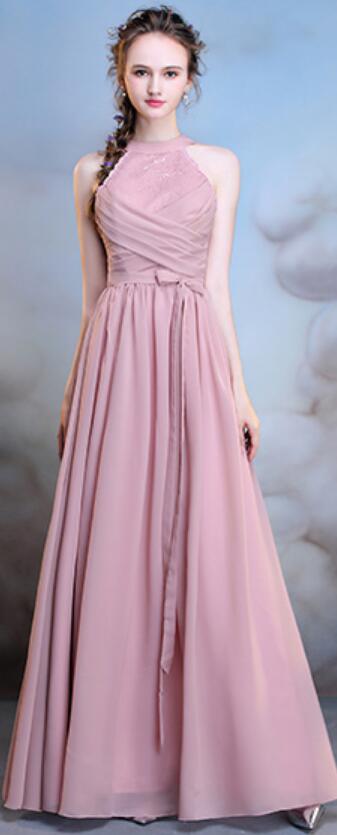 Chiffon Long Mismatched Dusty Pink Cheap Bridesmaid Dresses Online, WG509