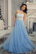 Strapless Lace Luz Azul de Uma linha de Baixo de Noite Vestidos de Baile, Sweet 16 Dresses, 17499