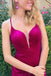 Sexy Hot Pink V Neck Mermaid Long Evening Prom Dresses, 17522