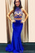 Vestidos de fiesta de noche de sirena azul real de dos piezas, vestido de fiesta de fiesta halter sexy largo 2017, vestido de fiesta largo personalizado, vestido de fiesta barato, vestido de fiesta formal, 17032