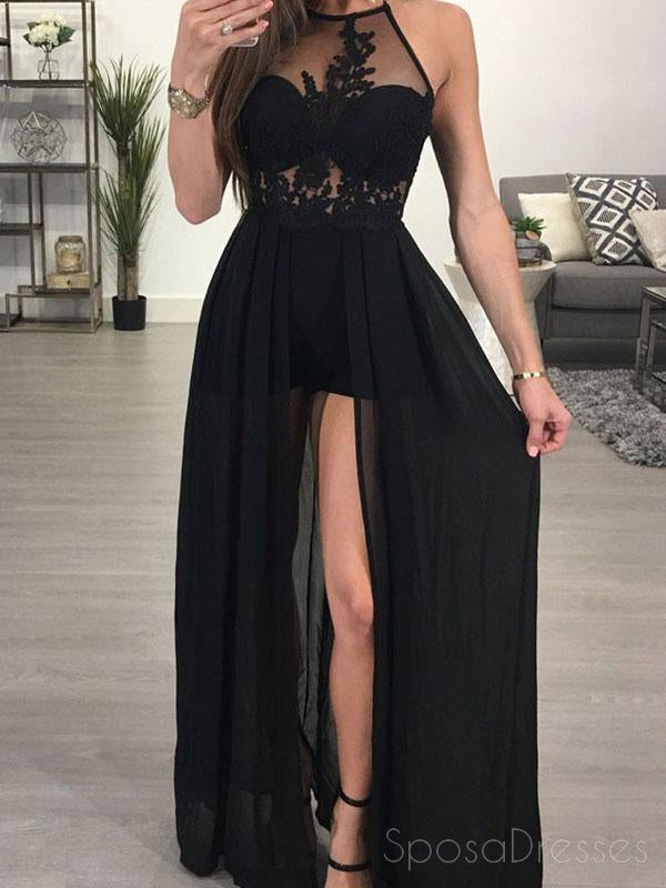 Sexy Backless Halter Black Lace Evening Prom Dress, Popular Sexy Party Prom Dresses, Custom Long Prom Dresses, Cheap Formal Prom Dresses, 17150