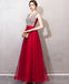 Red V Neck Beaded Cheap Long Evening Prom Dresses, Cheap Custom Sweet 16 Dresses, 18523