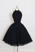 Black Halter Simple Cheap Short Homecoming Dresses 2018, CM547