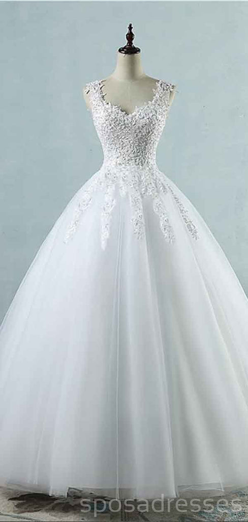 Lace Straps A-line  Lace Beaded Cheap Wedding Dresses Online, Cheap Bridal Dresses, WD502