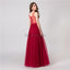 See Through Red Applique Evening Prom Dresses, Evening Party Prom Dresses, 12102