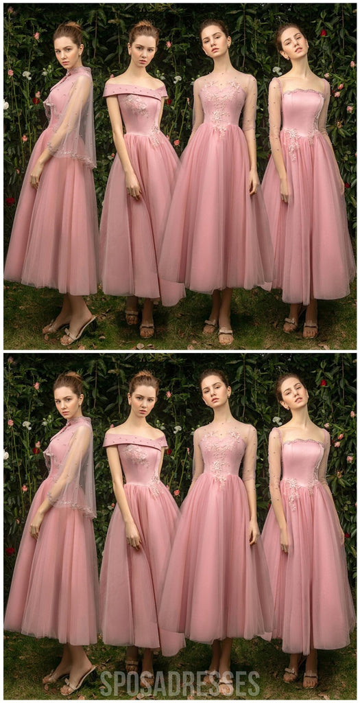 Unique Pink Short Mismatched Cheap Bridesmaid Dresses Online, WG541