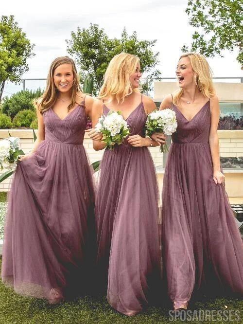 Spaghetti Straps Long Bridesmaid Dresses , Cheap Bridesmaids Dresses, WG732