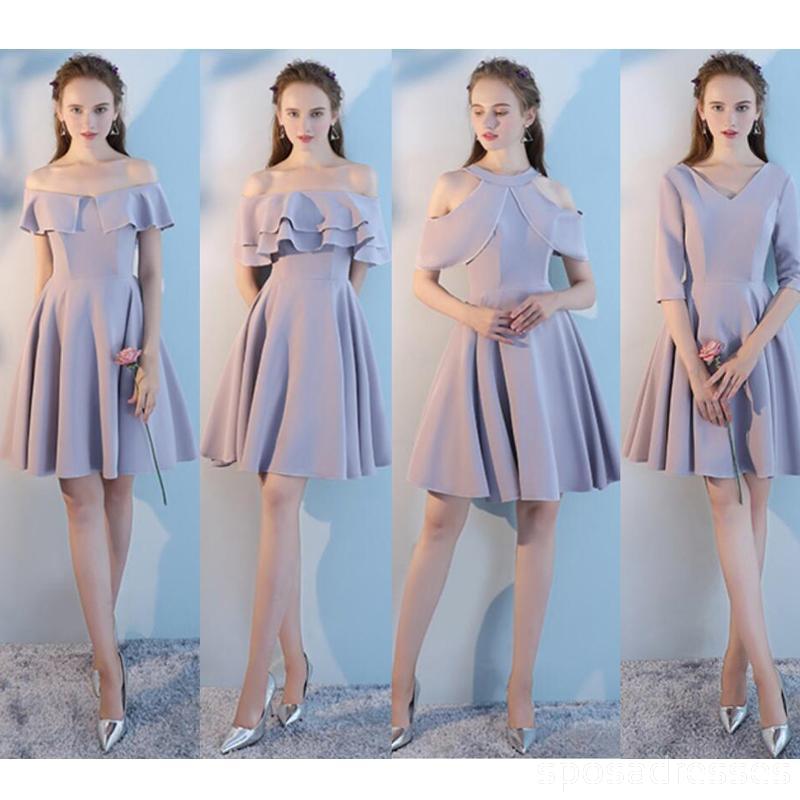 Summer Gray Short Mismatched Custom Cheap Bridesmaid Dresses Online, WG507