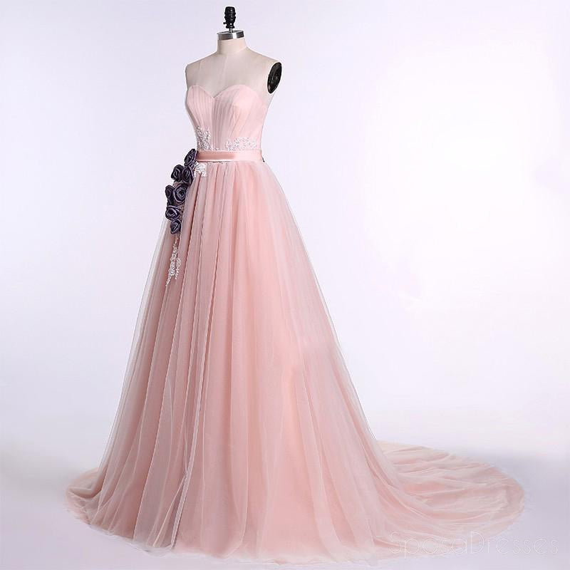 Strapless Sweetheart Blush Pink A line vestidos de baile de noche largos, populares baratos largos 2018 vestidos de baile de fiesta, 17240