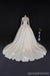 V Neckline Long Sleeve Lace A line Long Tail Wedding Dresses, Sexy Open Back Custom Made Long Wedding Gown, Cheap Wedding Gowns, WD206