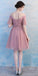 Dusty Pink Chiffon Misincompatíveis Simples Short Bridesmaid Vestidos Online, WG514