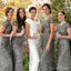 Popular Cheap Cap Sleeve Silver Sequin Sexy Mermaid Bridesmaid Dresses, WG90