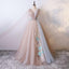 Tulle V Neck Long Ball Gown Evening Prom Dresses, Cheap Custom Sweet 16 Vestidos, 18499