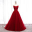 Red Tulle A-line Cheap Long Evening Prom Dresses, Sweet 16 Prom Dresses, 12352