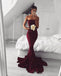 Strapless Maroon Mermaid Abend Prom Dresses, Long Simple Party Prom Dresses, 17123