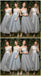 Lace Beaded Grey Short Mismatched Cheap Bridesmaid Dresses Online, WG544