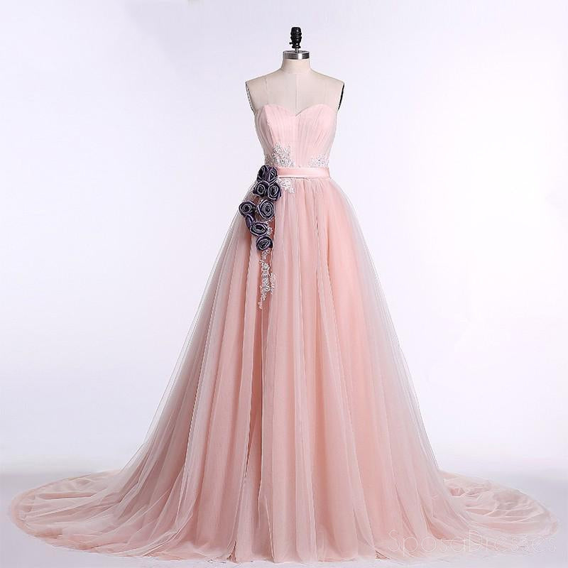 Strapless Sweetheart Blush Pink A line Long Evening Prom Dresses, Popular Cheap Long 2018 Party Prom Dresses, 17240