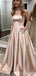 Einfache Strapless Lange Abend Prom Kleider Mit Taschen, Günstig Custom Party Prom Dresses, 18602