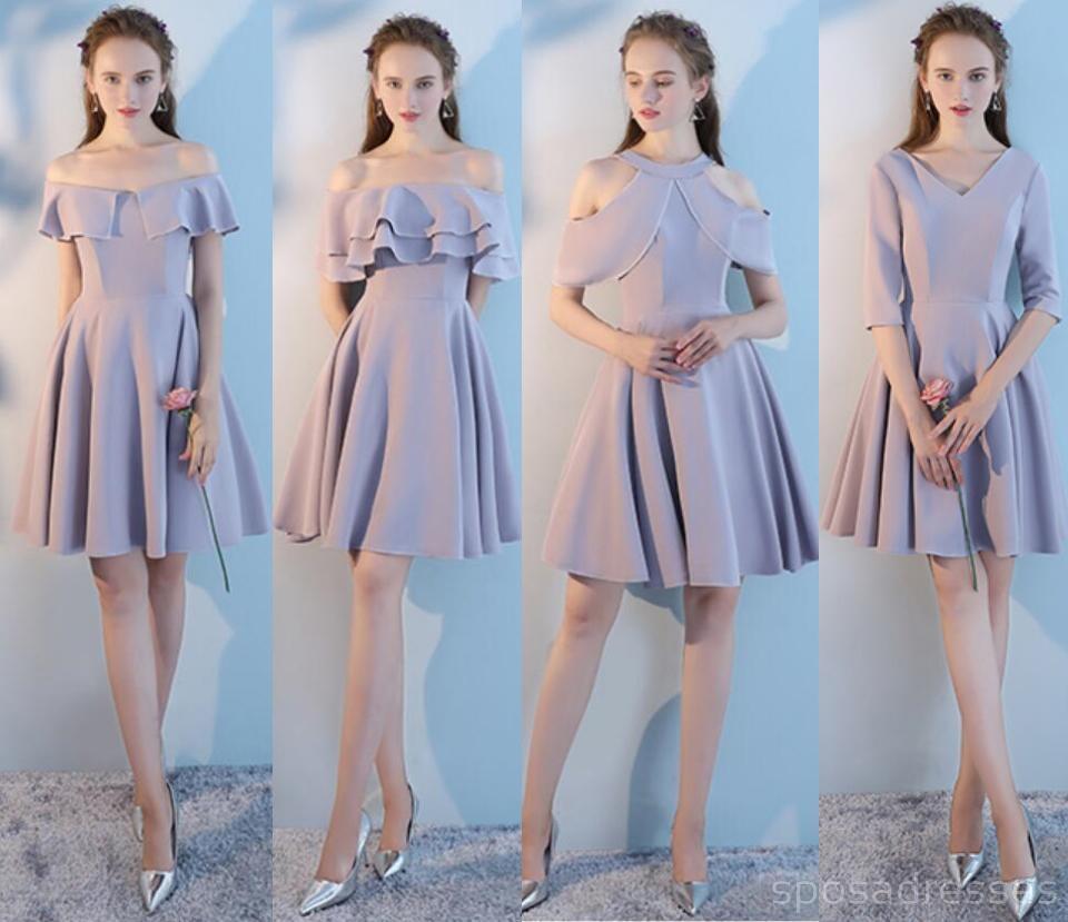 Summer Gray Short Mismatched Custom Cheap Bridesmaid Dresses Online, WG507