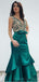 Escote en V Esmeralda Verde Sirena Vestidos largos de baile de noche, Barato Sweet 16 Vestidos, 18338