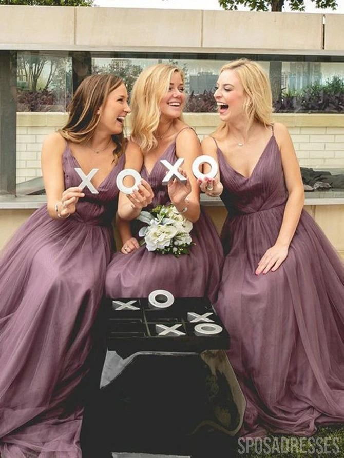 Spaghetti Straps Long Bridesmaid Dresses , Cheap Bridesmaids Dresses, WG732