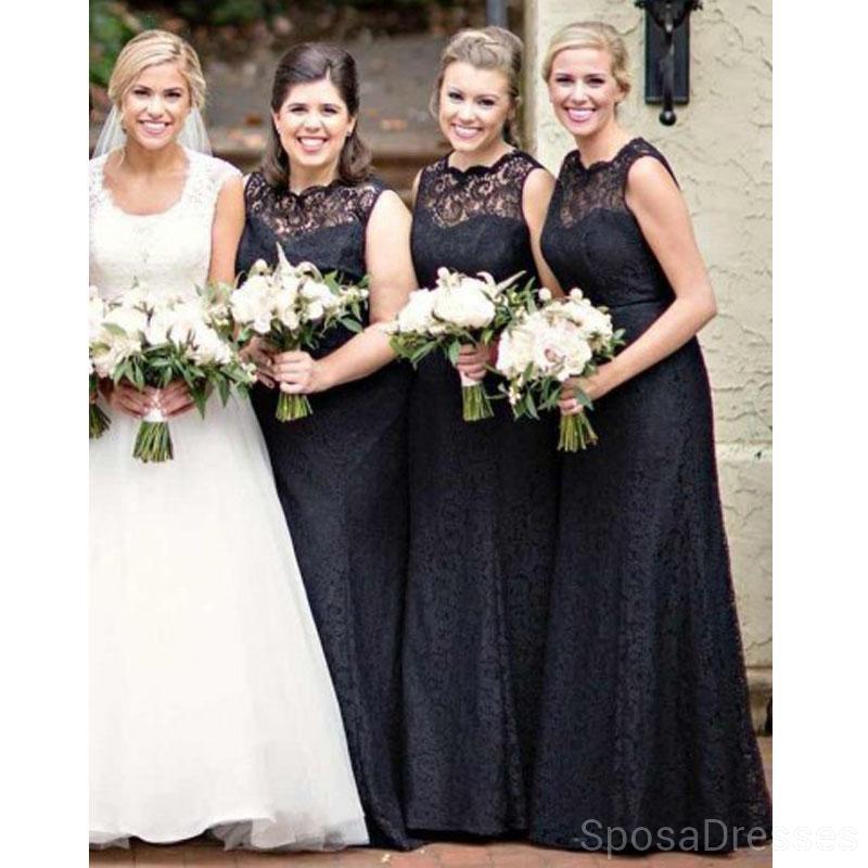 Lace Black Lace Ilusão Sereia Cheap Long Barata Bridesmaid Vestidos Online, WG628