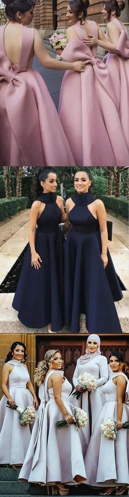 Fashion Halter Black A-line Short Cheap Bridesmaid Dresses Online, WG552