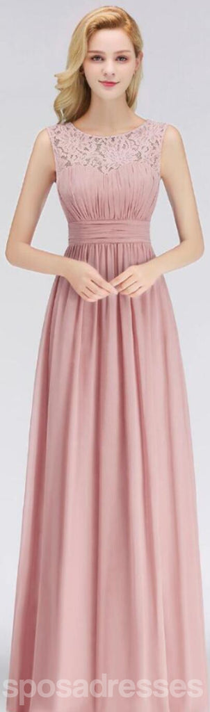 Blush Pink Spitzenbodenlänge Mismatched Chiffon Brautjungfer Dresses Online, WG542