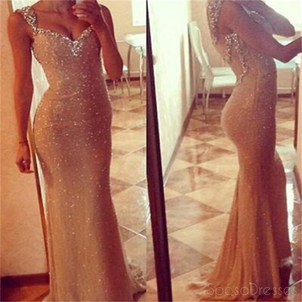 Long Prom Dresses, Gold Sequin Prom Dresses, Prom Dresses 2017, Mermaid Prom Dresses, Dress gown, Long Evening Dresses,PD0026