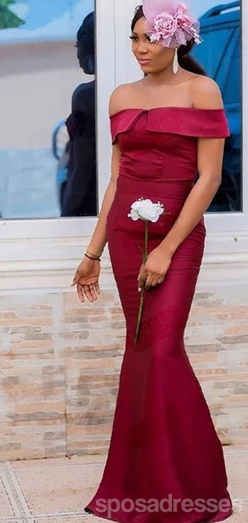 Sexy Mermaid Burgundy Off the Shoulder Sweetheart Cheap Maid Of Honor Dress,WG977