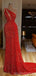 Shiny Mermaid One Shoulder Red Long Prom Dresses,Evening Party Dresses,12852