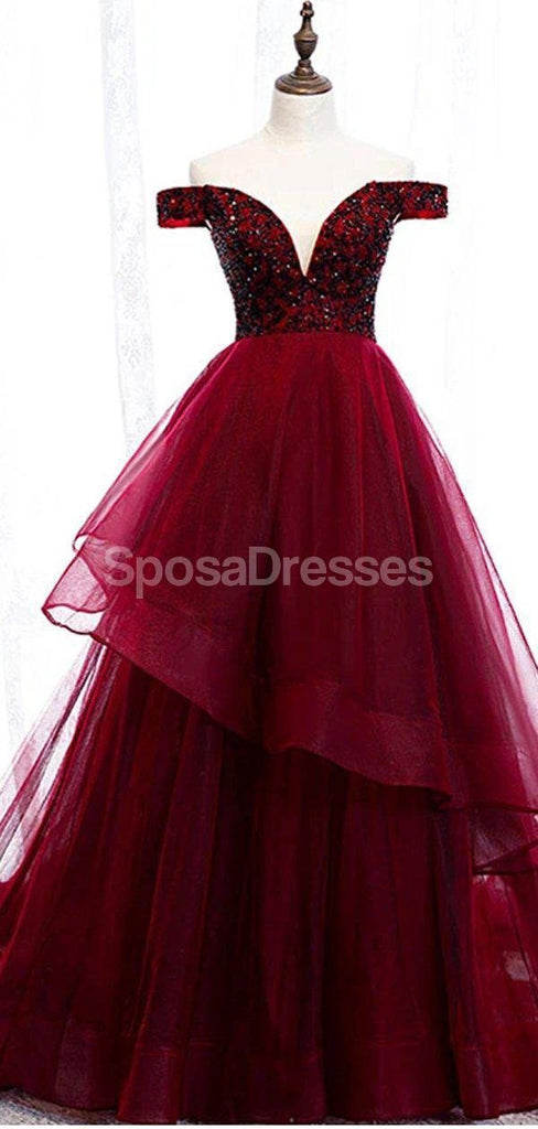 De color Rojo oscuro de los Hombros Fuera de la Colmena de Noche Largos vestidos de fiesta, Vestidos de Noche de Fiesta vestidos de fiesta, Vestidos 12217