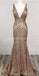 Sexy Backless Sequin Mermaid Long Evening Prom Robes, Robes de bal soirée, 12221