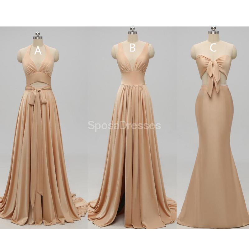 V-neck Side Slit Unique Long Cheap Bridesmaid Dresses Online, WG578