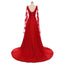 Red A-line Long Sleeves V-neck Cheap Prom Dresses Online,Dance Dresses,12578