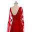 Red A-line Long Sleeves V-neck Cheap Prom Dresses Online,Dance Dresses,12578