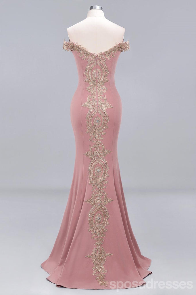 Pink Mermaid Off Shoulder Cheap Long Prom Dresses Online,Evening Party Dresses,12804