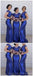 Cap Sleeves Royal Blue Mermaid Cheap Long Bridesmaid Dresses Online, WG252