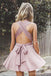 Simple V Neck Dusty Pink Short Homecoming Dresses Under 100, CM382