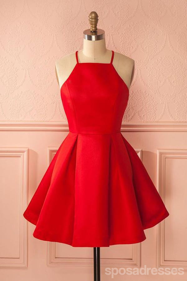 Halter Bright Red Short Homecoming Dresses Under 100, CM386