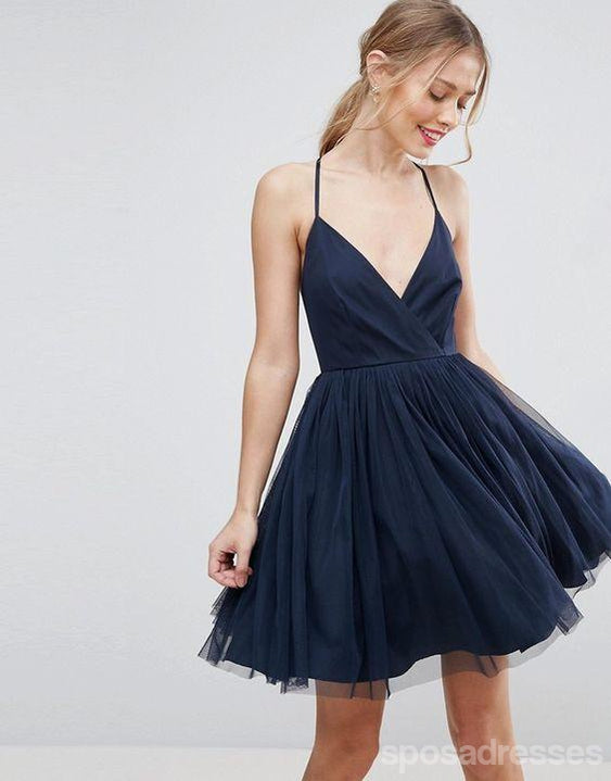 Navy Halter Blue Cheap 2018 Homecoming Dresses Under 100, CM404