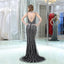 Jewel Black Beaded Mermaid Evening Prom Dresses, Evening Party Prom Dresses, 12109