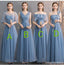 Dusty Blue Floor Length Mismatched Cheap Bridesmaid Dresses Online, WG533