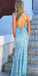 Sexy Backless Blue Mermaid Long Evening Prom Dresses, Evening Party Prom Dresses, 12167