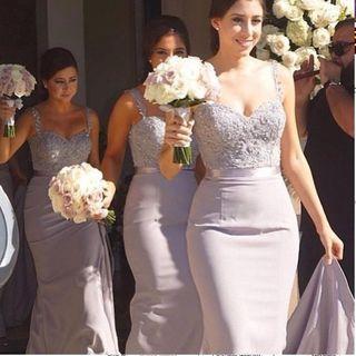 Straps Mermaid Long Bridesmaid Dresses, Cheap Unique Bridesmaid Gown, BD123