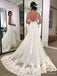 Spaghetti Straps Long Mermaid Backless Lace Wedding Dresses,WD779